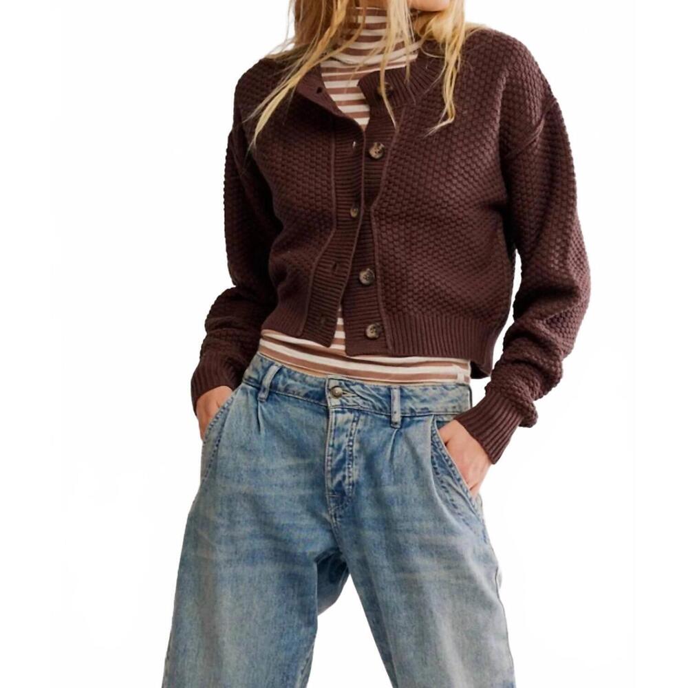 NEW FREE PEOPLE women's lila cardigan in potting soil